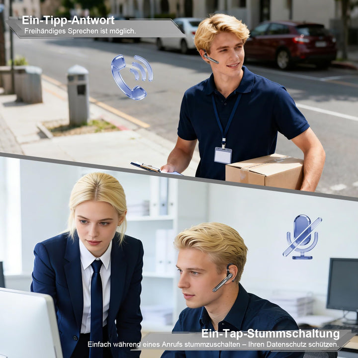Headset Bluetooth 6.1 mit Dual Mikrofon 100 Std CVC8.0 Noise Cancelling In Ear Kopfhörer Kabellos Ko