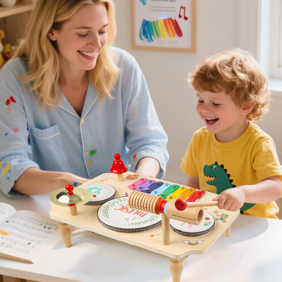 LZMDY Schlagzeug Kinder, 11-in-1 Trommel Musikinstrumente für Kinder ab 1 2 3 Jahr mit Xylophon, Kin