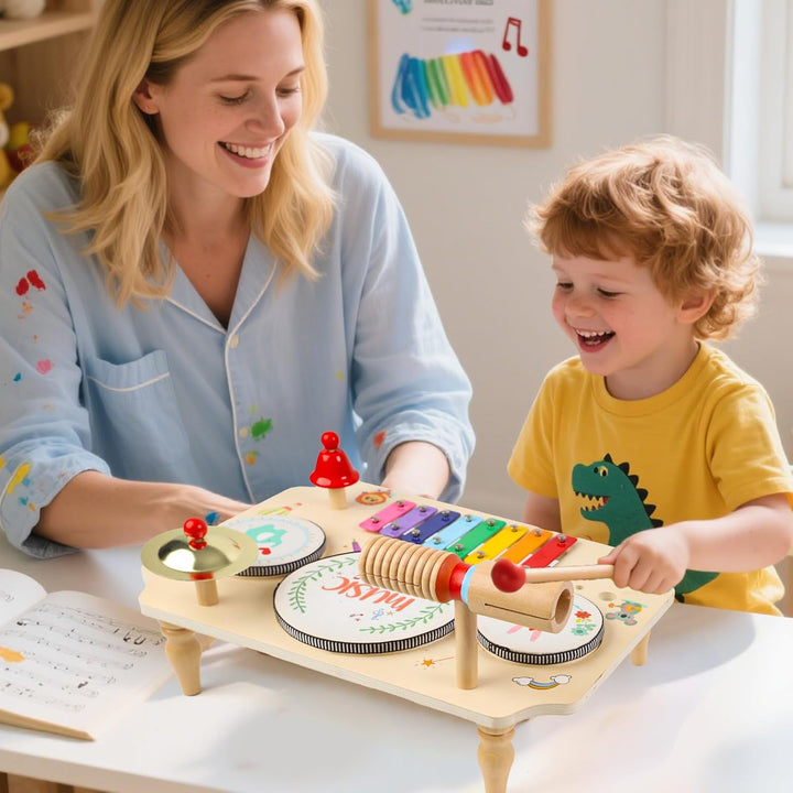 LZMDY Schlagzeug Kinder, 11-in-1 Trommel Musikinstrumente für Kinder ab 1 2 3 Jahr mit Xylophon, Kin