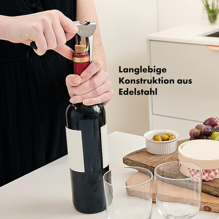 OXO Kellner-Korkenzieher aus Stahl mit Doppelhebel Kellnermesser, Kellnermesser