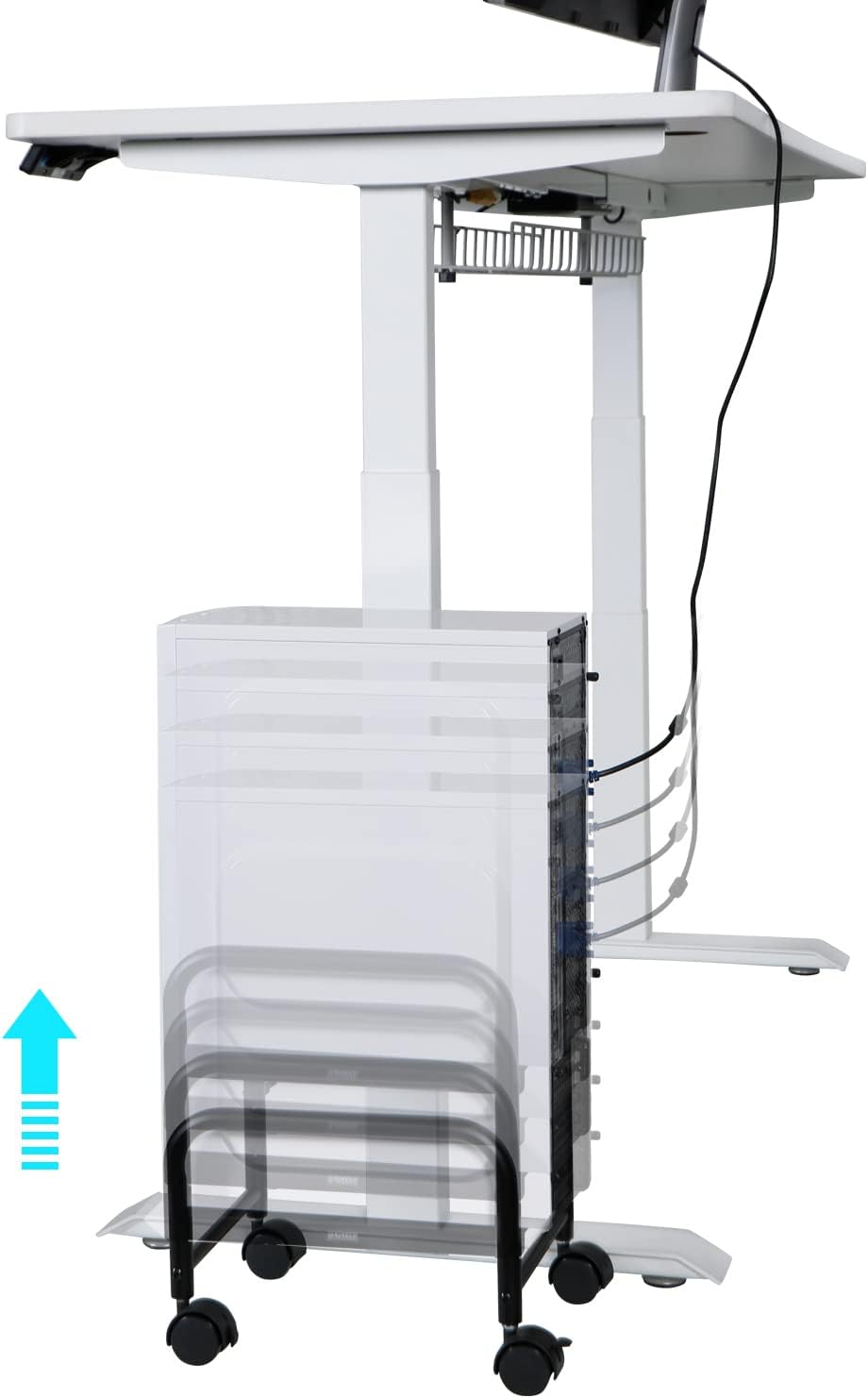 EUREKA ERGONOMIC PC Rollwagen Höhenverstellbarer PC Ständer Rollbar Tower Ständer mit Rollen Compute