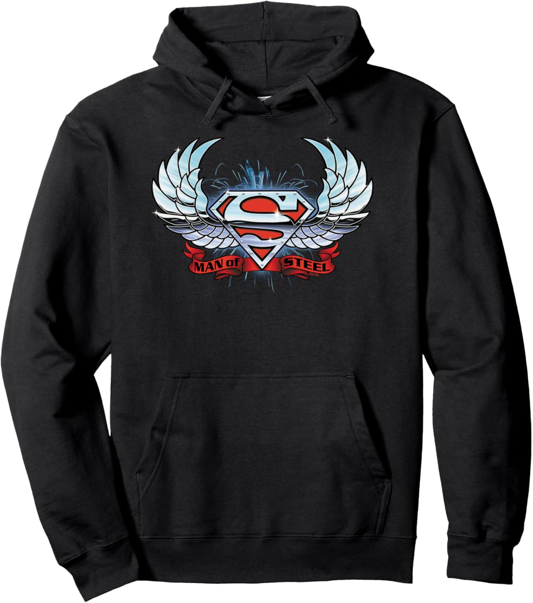 Superman Chrome Wings Shield Pullover Hoodie
