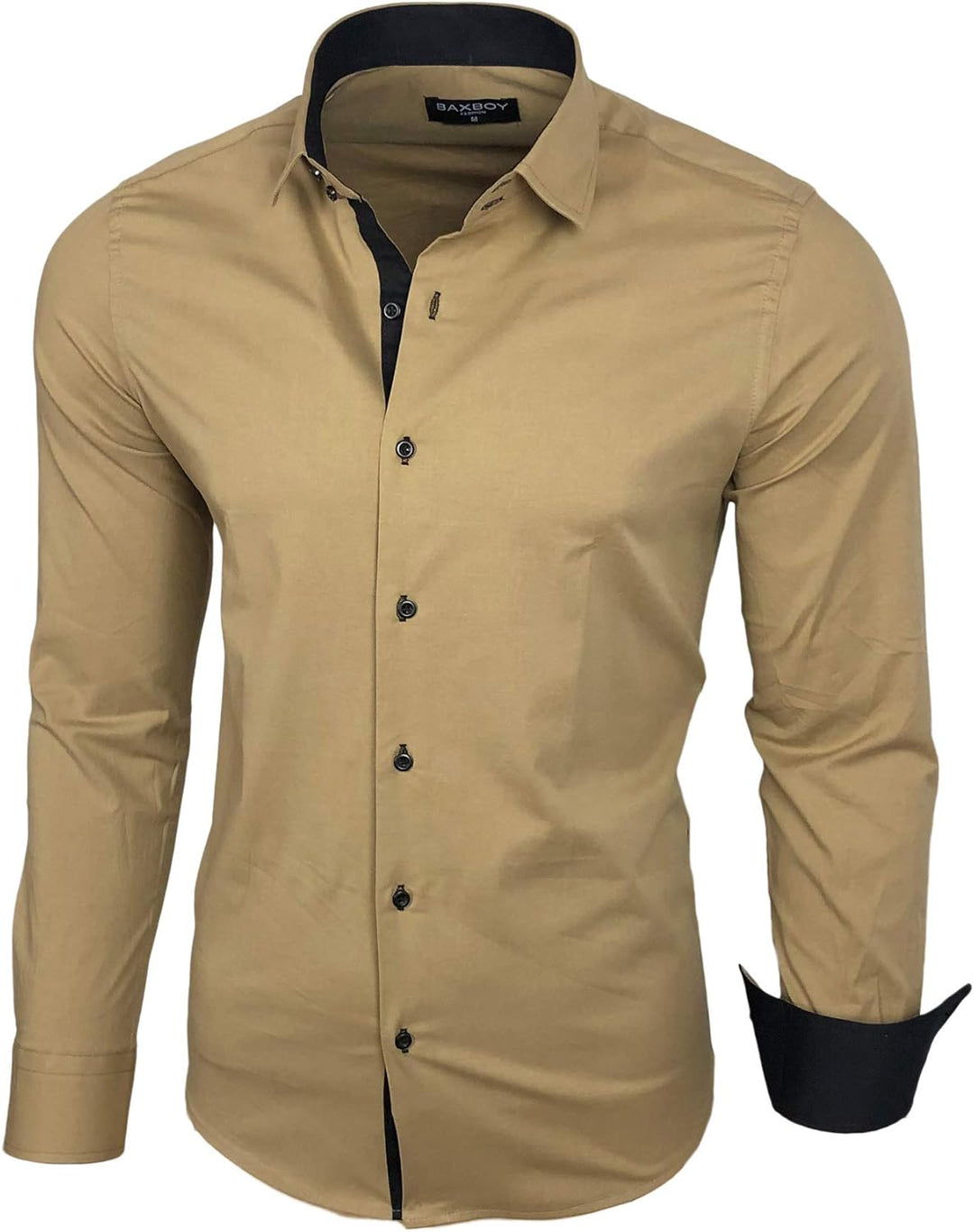 Baxboy Herren-Hemd Langarm/Business Freizeit Hochzeit/Bügelleicht/Slim-Fit/Anzug Kentkragen Hemd B-5