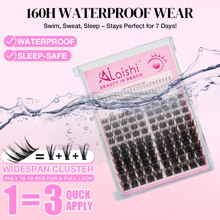Anime Lash Clusters, 124 Stück Manga Eyelash Extensions 5-16mm, Fluffy D Curl mit Bond and Seal, Pin