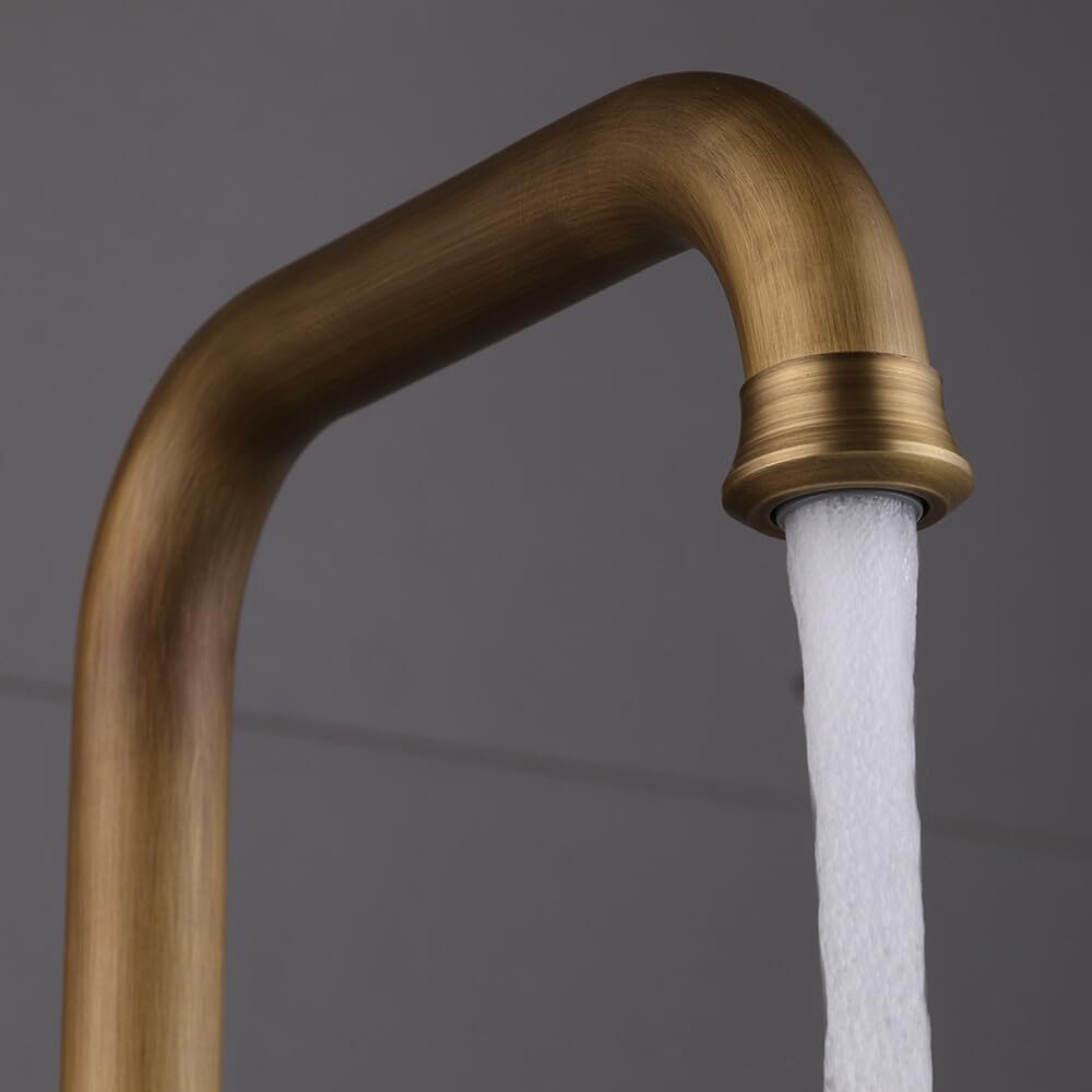 Vintage-Bronze-Wasserhahn, antiker Messing-Waschbeckenhahn, Waschbeckenarmatur, 360° schwenkbarer Ei