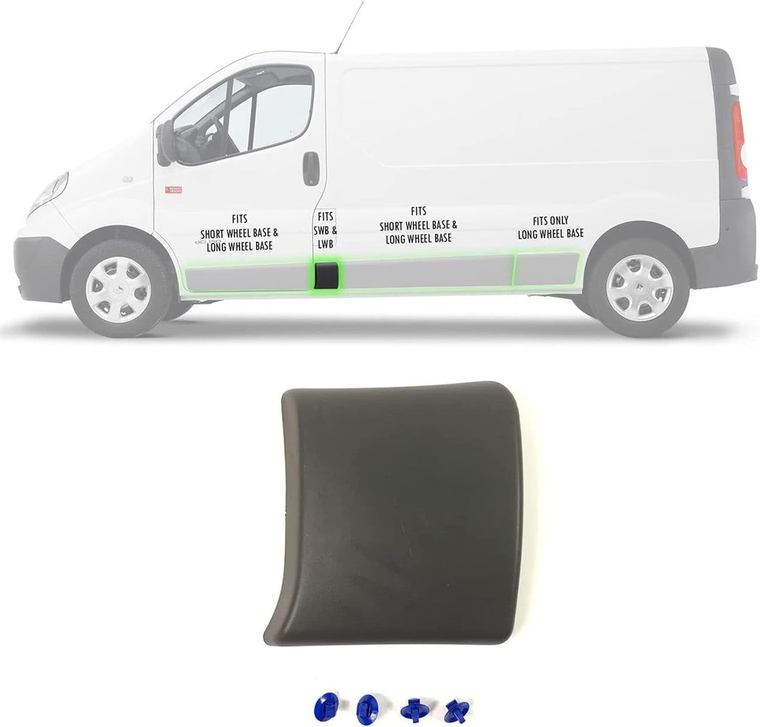 MKAREPART Zierleiste für Seitentür, links mit Vivaro Trafic MK2 Primaster 2001-2014 (links und klein