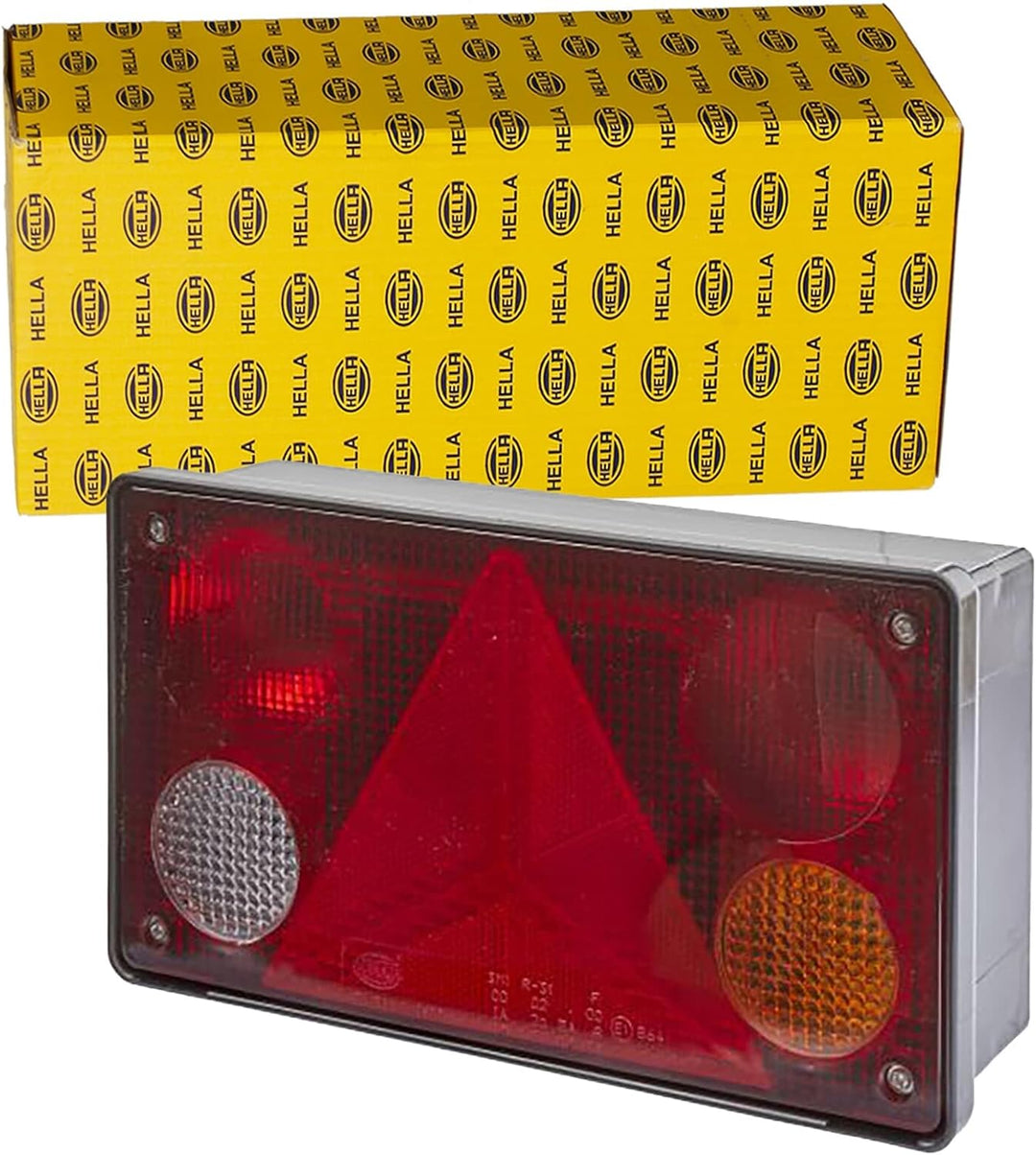 HELLA - Heckleuchte - Glühlampe - Anbau/geschraubt - Lichtscheibenfarbe: mehrfarbig - Stecker: Flach