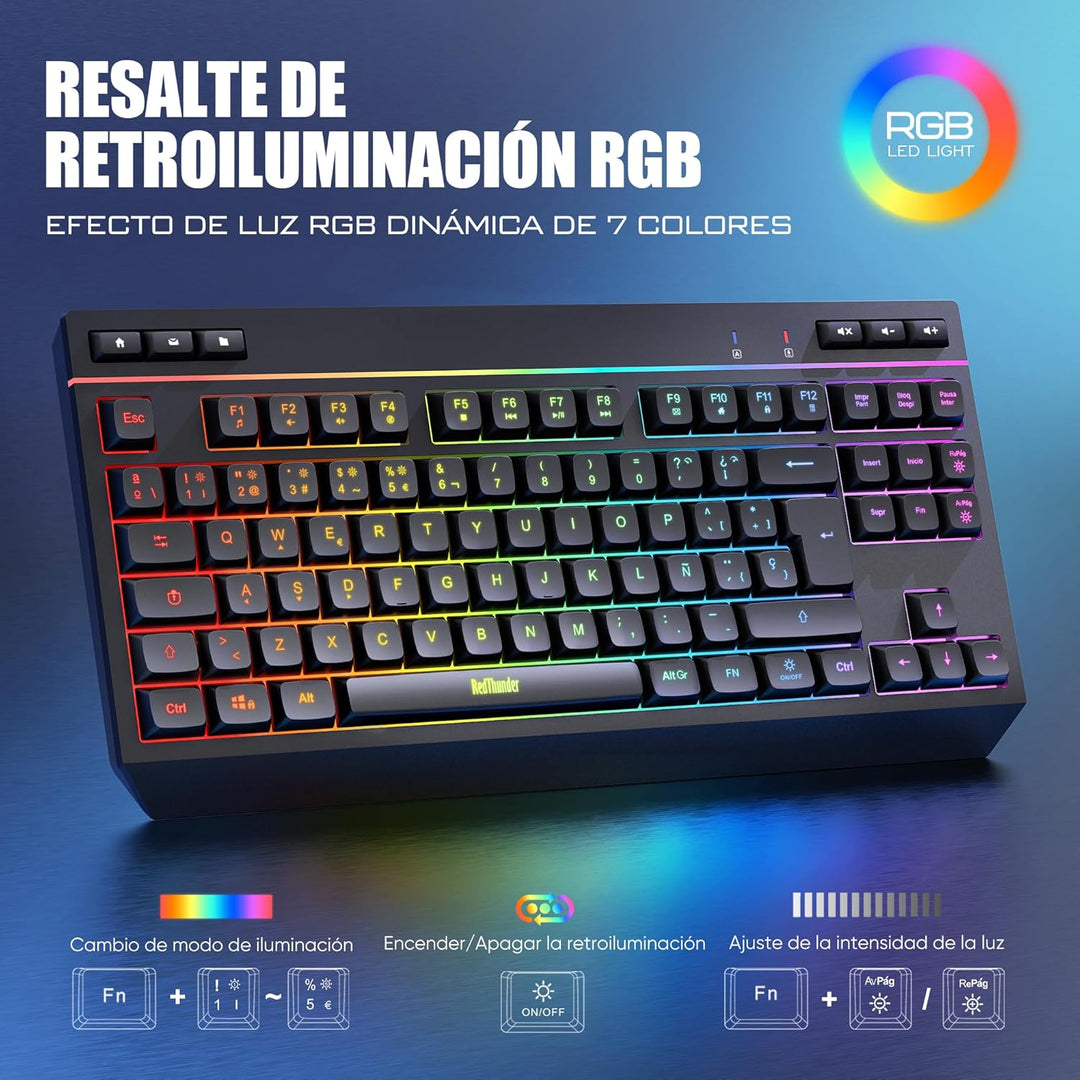RedThunder K20 TKL Kabellose Gaming-Tastatur, einstellbare RGB-Hintergrundbeleuchtung und wiederaufl