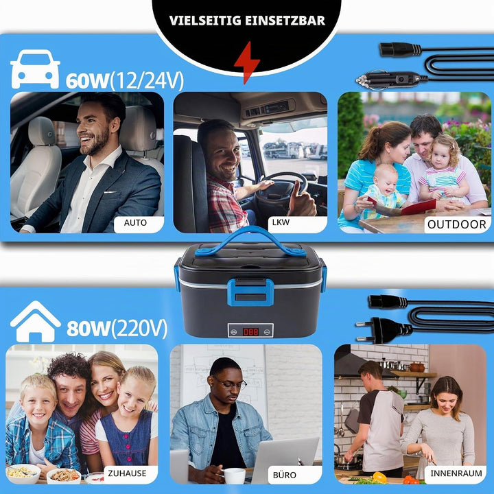 Kimfead Elektrische Lunchbox mit Anzeige Temperatur Lunch Box Elektrisch 80W Electric Lunch Box 1.8L