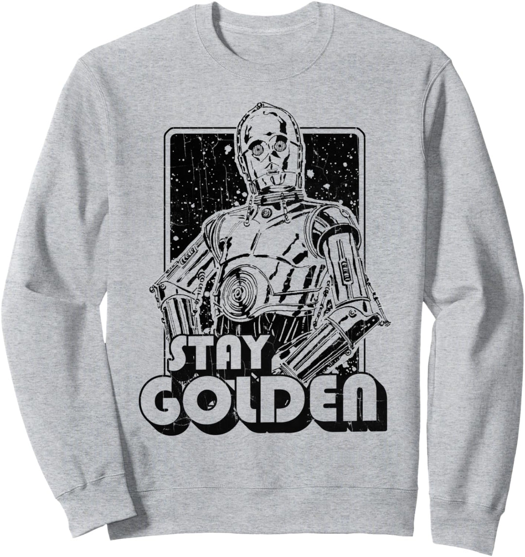 Star Wars C-3PO Stay Golden Black & White Text Portrait Sweatshirt