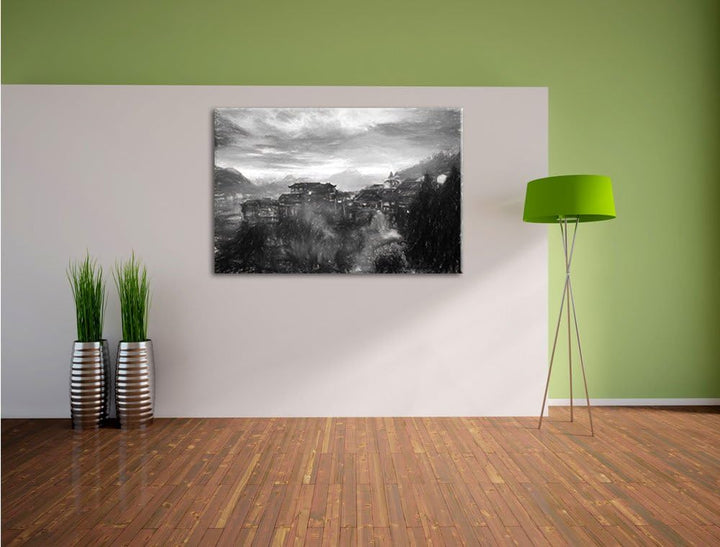 Pixxprint Gigantisches Dorf in China als Leinwandbild/Grösse: 100x70 / Wandbild/Kunstdruck/fertig be