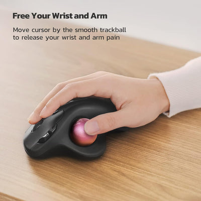 Nulea M501 Kabellose Trackball Maus, Wiederaufladbare Ergonomische Maus, Präzises und Reibungsloses