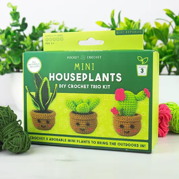 Mini Zimmerpflanzen Häkelset - DIY Häkeltrio für Anfänger | Schlangenpflanze, Sukkulenten &amp; Kaktus h