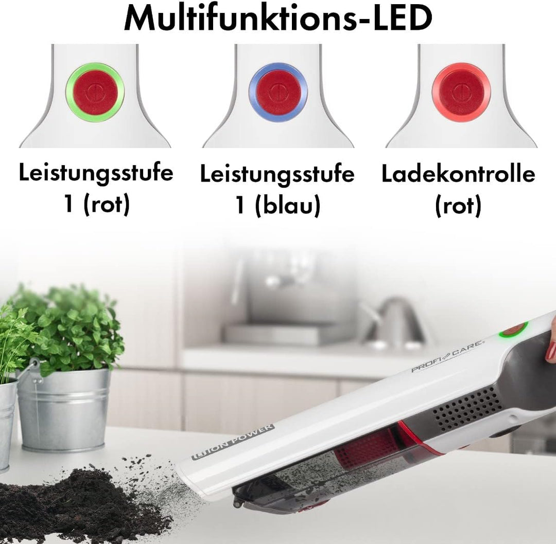 ProfiCare® Handstaubsauger beutellos für Auto und Haushalt, Handstaubsauger Akku inkl. 3 Düsen- und