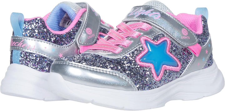 Skechers Mädchen Glimmer Kicks Starlet Shine Sneaker 28 EU Silver Rock Glitter Pink Trim, 28 EU Silv