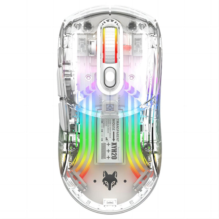 Mengshen Transparente kabellose Gaming-Mäuse, wiederaufladbare Maus mit 5-stufiger DPI-Stufe Bunte H