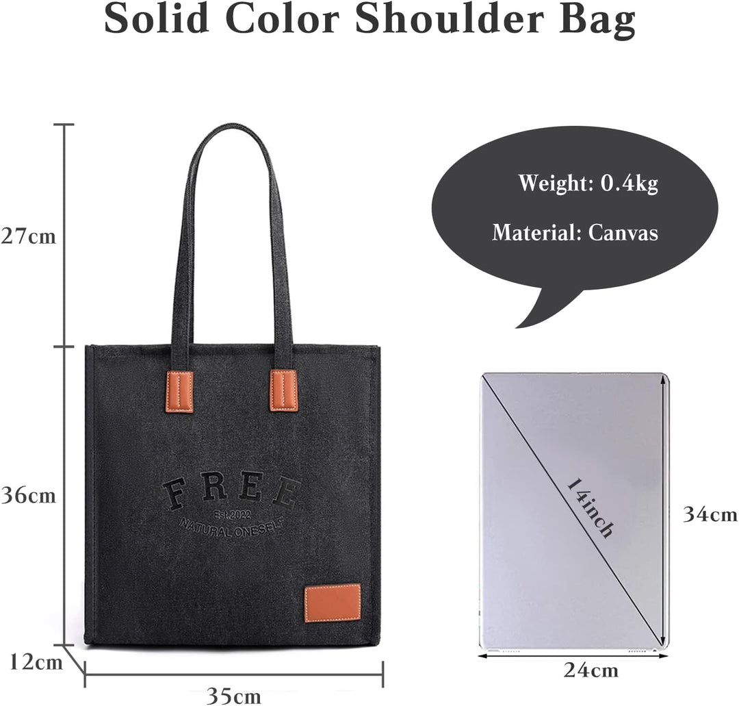 PORRASSO Retro Schultertasche Damen Segeltuch Handtasche Mädchen Tote Bag Shopper Henkeltasche für S