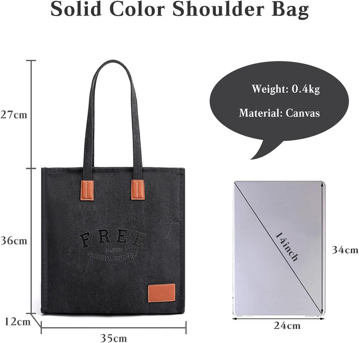 PORRASSO Retro Schultertasche Damen Segeltuch Handtasche Mädchen Tote Bag Shopper Henkeltasche für S