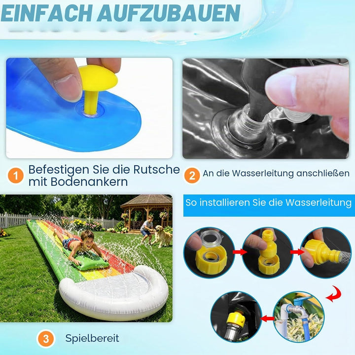 Wasserrutsche Garten für Kinder,Wasserspielzeug Wasserrutschmatte mit 1 Bodyboards,Single Waterslide