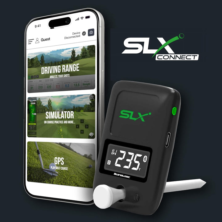 Second Chance Swing Logic SLX Hybrid Mini – Tragbarer Golf-Launch-Monitor mit Ball- & Schlägerdaten,