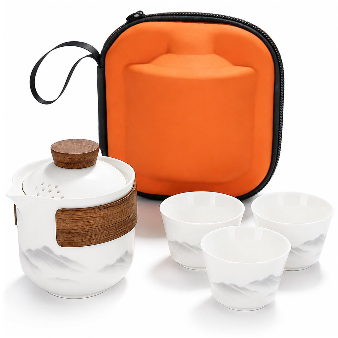 Chinesisches Gongfu-Tee-Set, Teekanne Set, Chinesisches Teeset, Tragbares Keramik Chinesisches Teese
