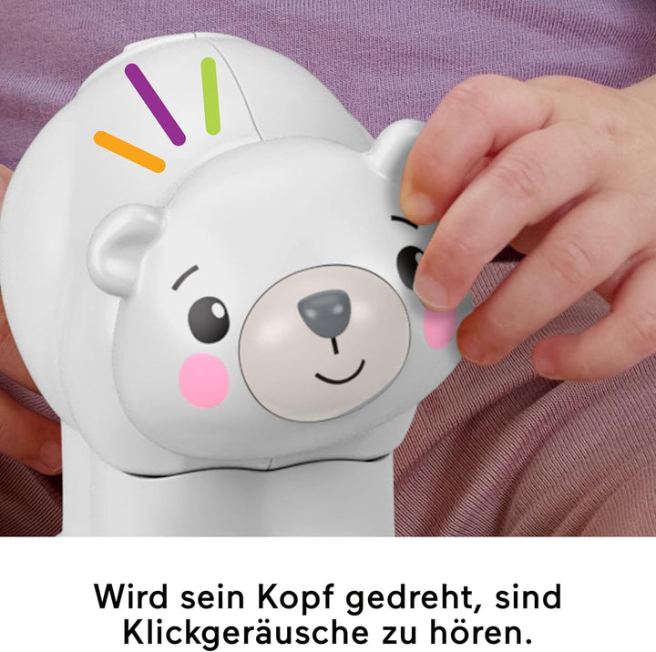 Mattel Fisher-Price Babyspielzeug Eisbär zum Hinterherkrabbeln, Aktivitätsfahrzeug zum Thema Tier mi