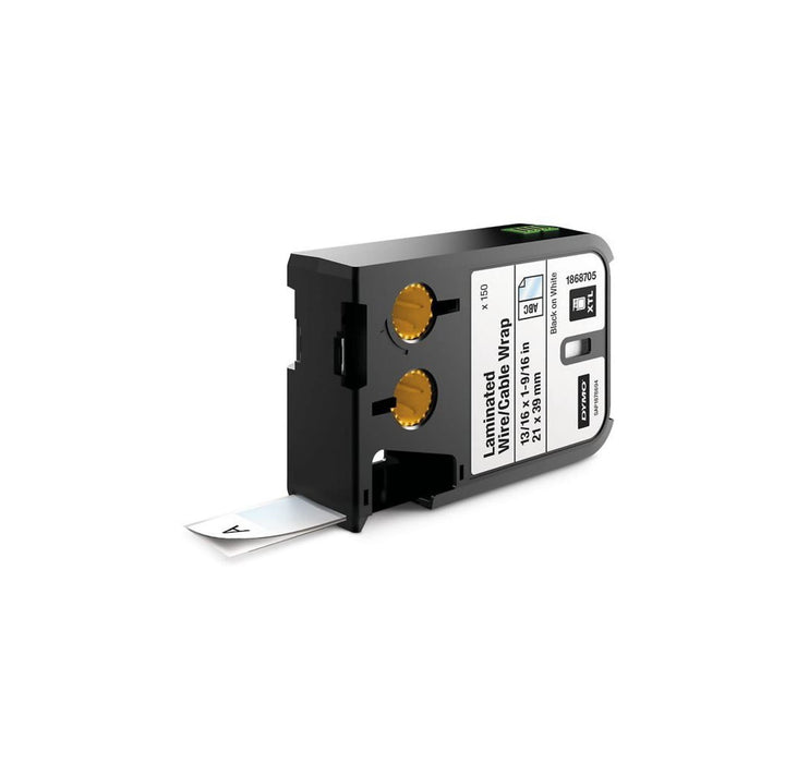 Dymo XTL Laminiertes Kabeletikett | Vinyl | selbstlaminierend 21 x 39 mm | 150 Etiketten | schwarz a