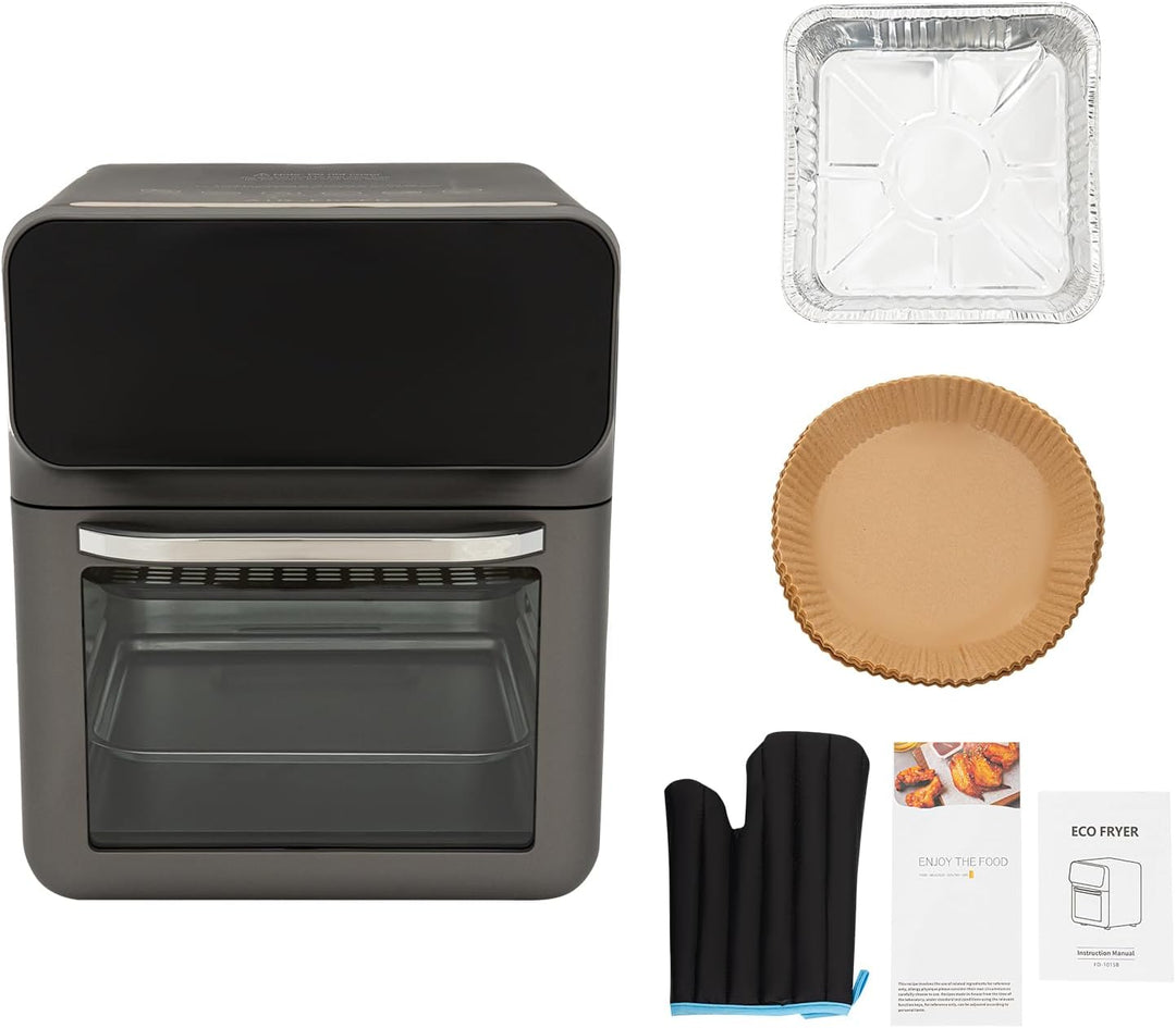 Heissluftfritteuse Backofen 13L Dörrautomat Minibackofen mit LED-Touchscreen, Ober-/Unterhitze, 15-6