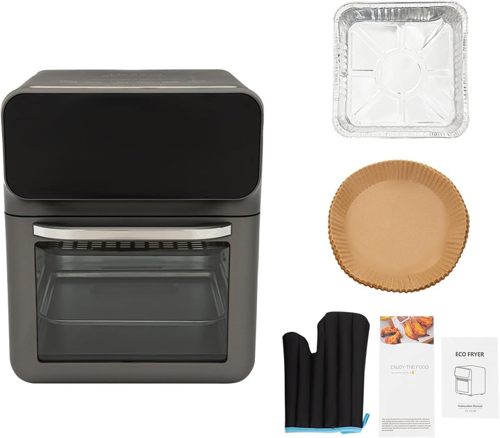 Heissluftfritteuse Backofen 13L Dörrautomat Minibackofen mit LED-Touchscreen, Ober-/Unterhitze, 15-6