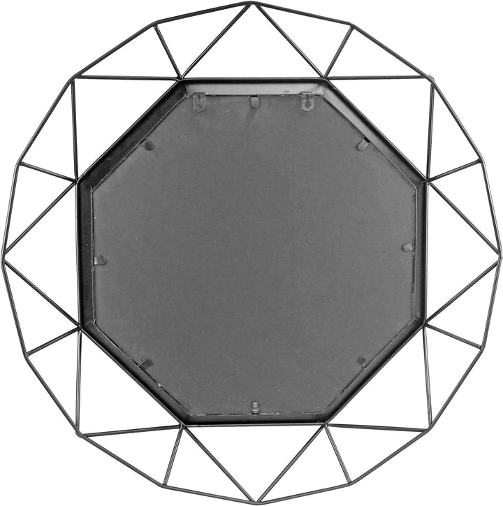 Stonebriar Decorative 28" Geometric Metal Frame Hanging Wall Mirror with Mounting Brackets, Black Sc