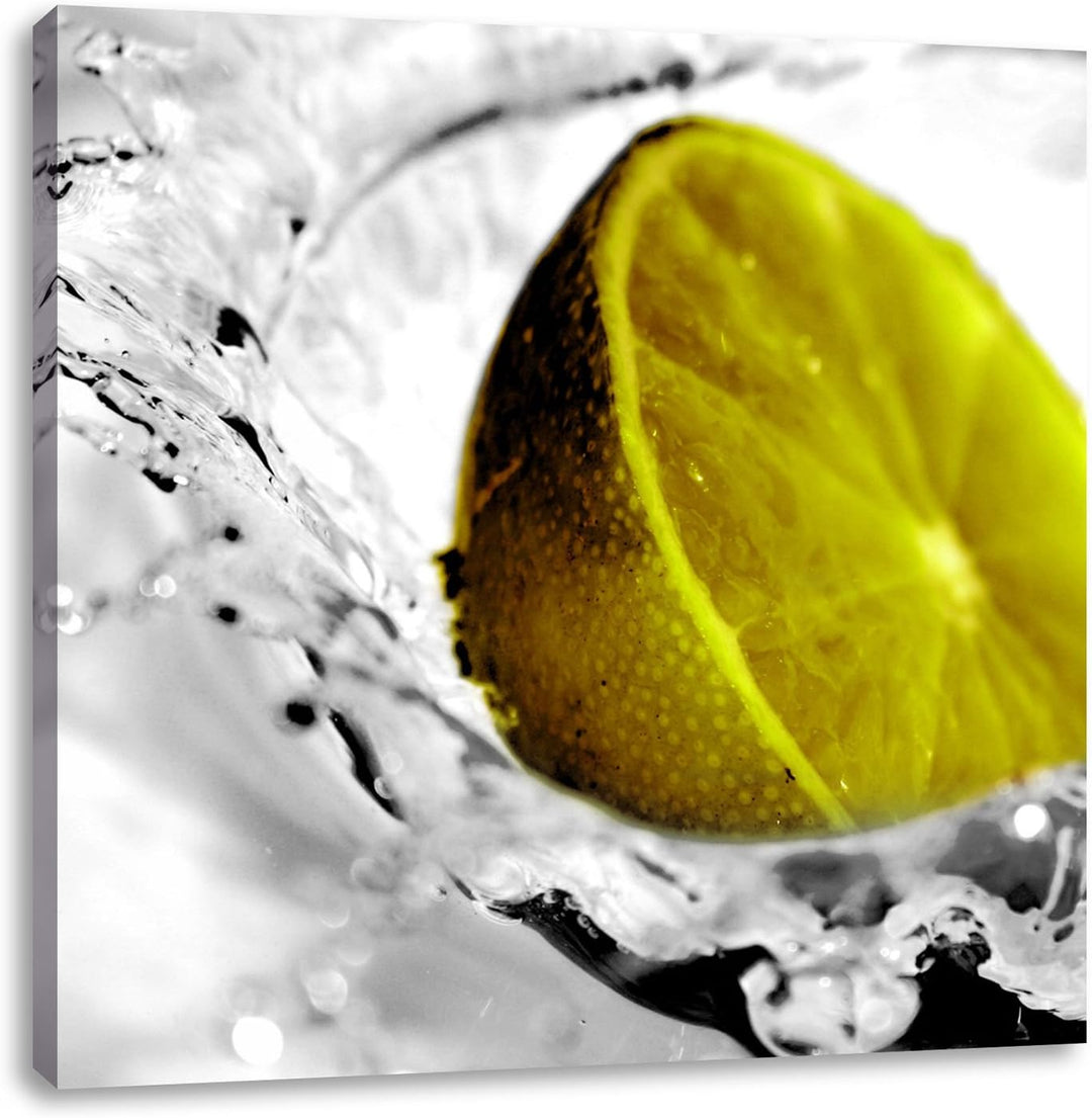 Pixxprint Limette im Wasser als Leinwandbild Quadratisch/Grösse: 70x70 / Wandbild/Kunstdruck/fertig
