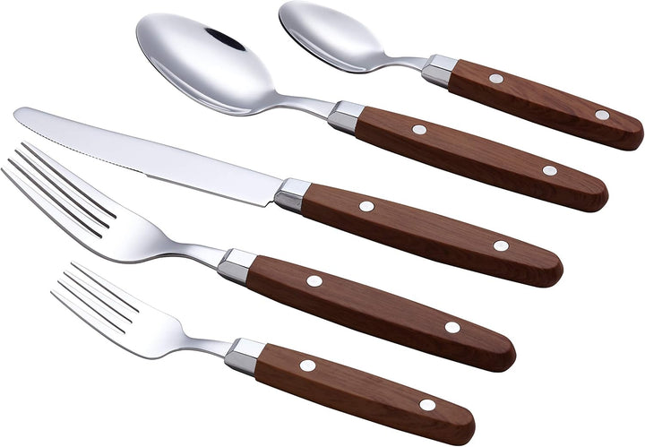 ANNOVA Retro/Rivet Buntes Edelstahl-Geschirr Küchenbesteck-Set, enthält Tischmesser, Gabeln, Löffel,