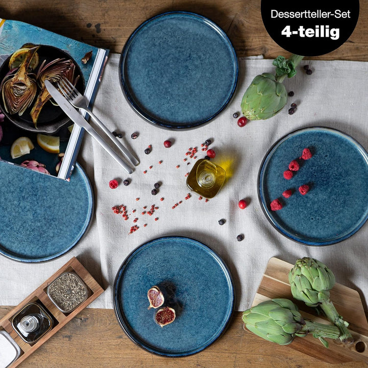 Moritz & Moritz SOLID 4x Kleine Teller 21 cm - Steinzeug Teller Set als Dessertteller, Kuchenteller,