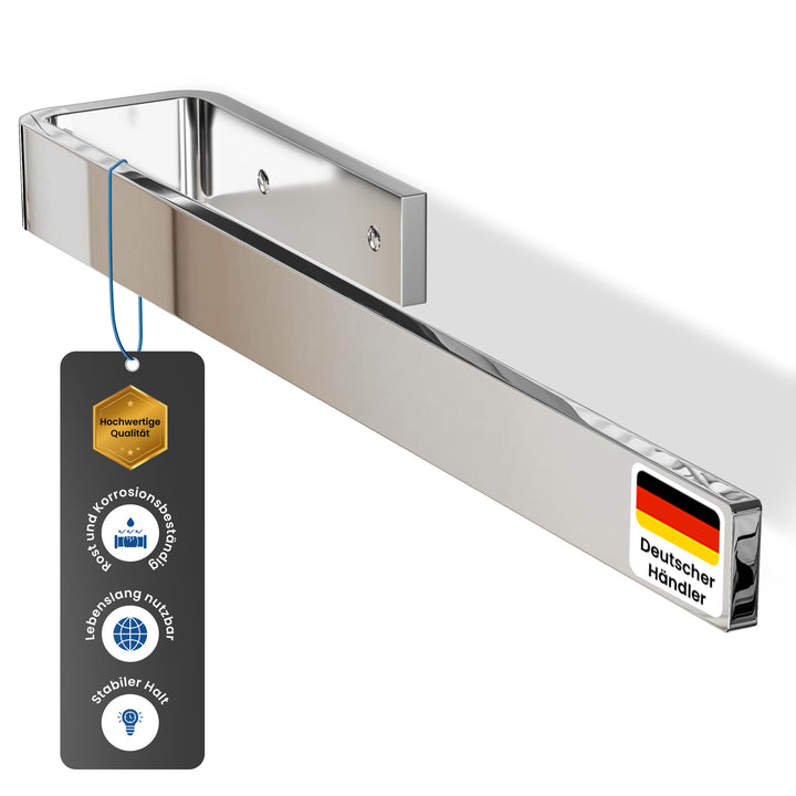 rtmr Handtuchhalter Schrankmontage, zum Bohren, Chrom, Premium Gästehandtuchhalter aus Aluminium, 32