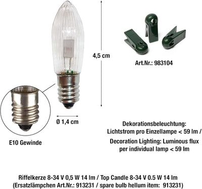 hellum Lichterkette Made-in-Germany Weihnachtsbaum, Kerzen Lichterkette innen mit Clip, 15 BS warm-w