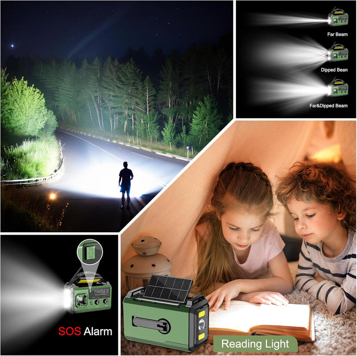 Kurbelradio - 27000mAh Notfallradio mit Kurbel und Solar, Tragbar Solar Notfall Radio mit AM/FM Empf