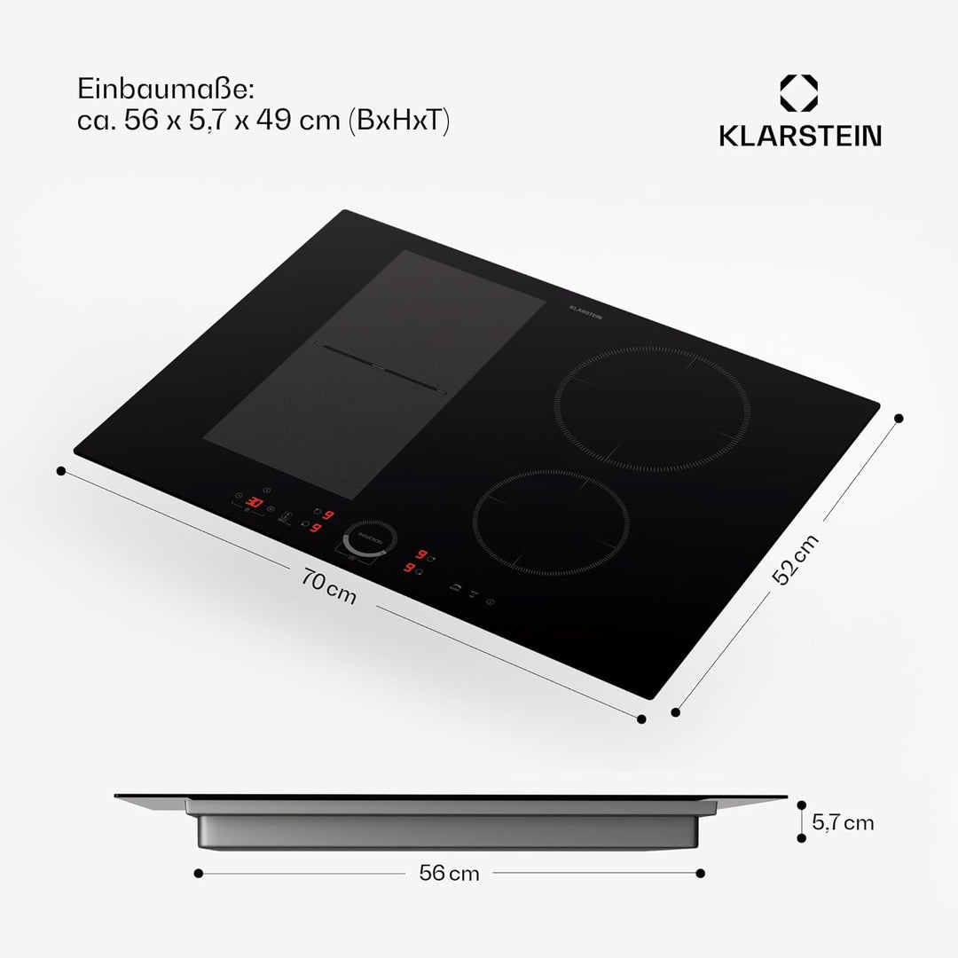 Klarstein Induktionskochfeld, Glaskeramik Kochfeld, 7000W Induktionskochfeld mit 4 Platten, Einbau-I