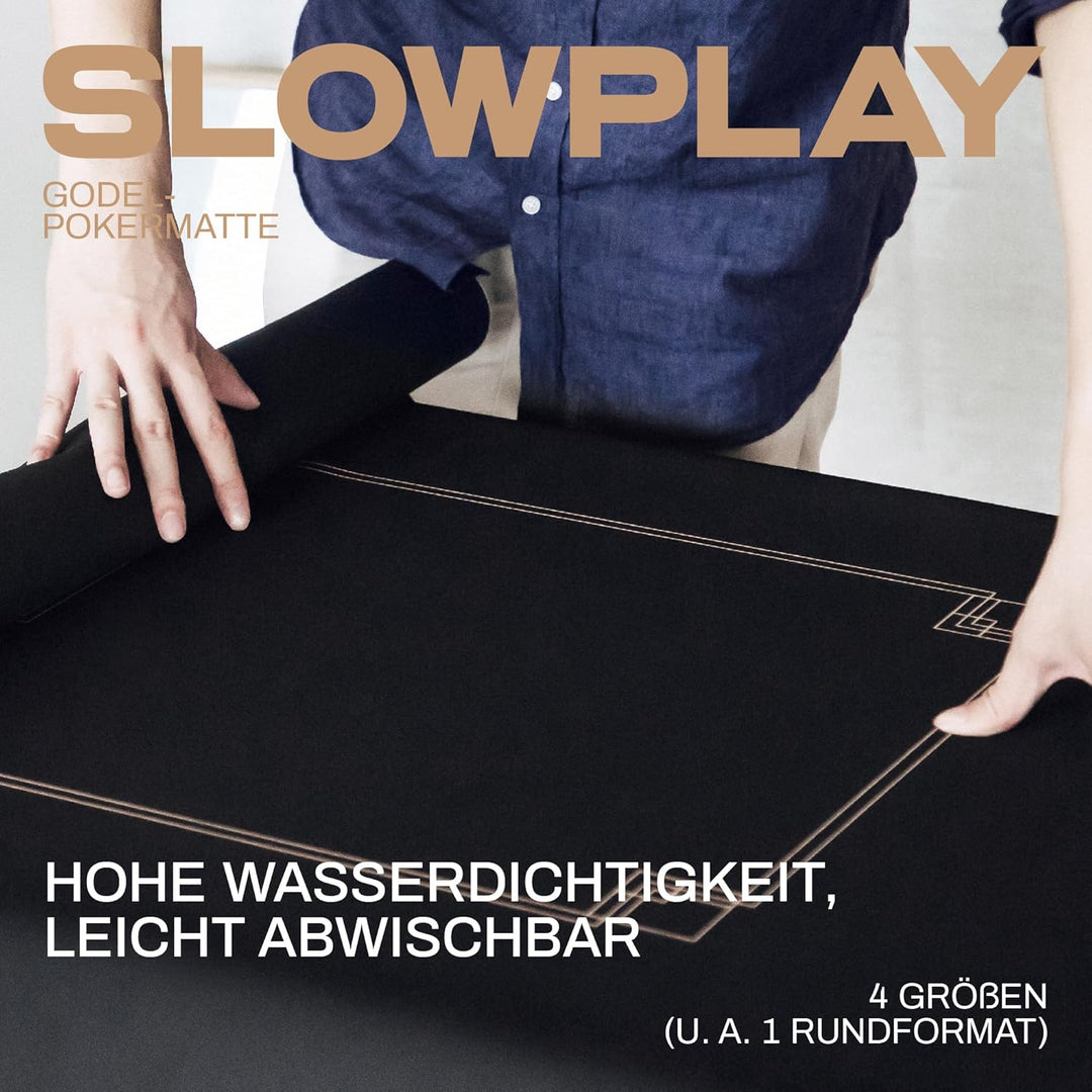 SLOWPLAY Godel 120cm runde Pokermatte für Texas Hold’em | besonders wasserabweisende Poker Tischaufl