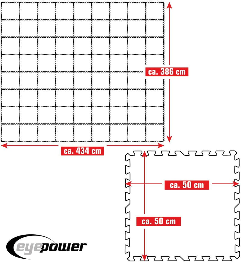 EYEPOWER 16,8 m² Poolunterlage - 72 Eva Matten 50x50 - Outdoor Pool Unterlage - Unterlegmatten Set 3