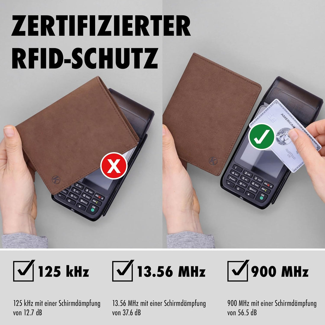KORUTA Leder Geldbörse Herren mit RFID Schutz I Portemonnaie Gross mit Münzfach I 13 Fächer I Echtle