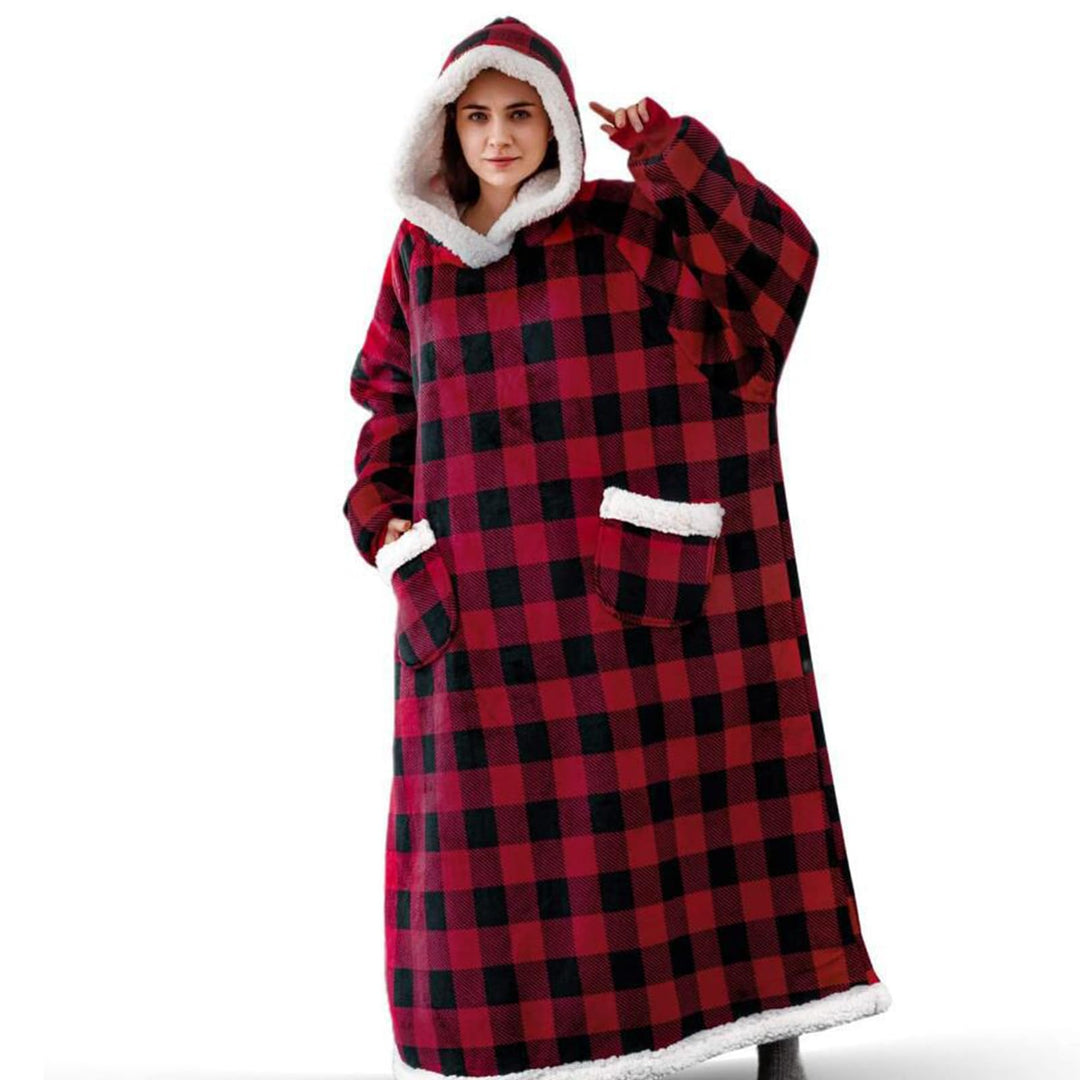 Decke mit Ärmel Pullover Rot Decke Hoodie, Kuscheldecke mit Ärmeln, Erwachsene Ärmeldecke Weich Warm