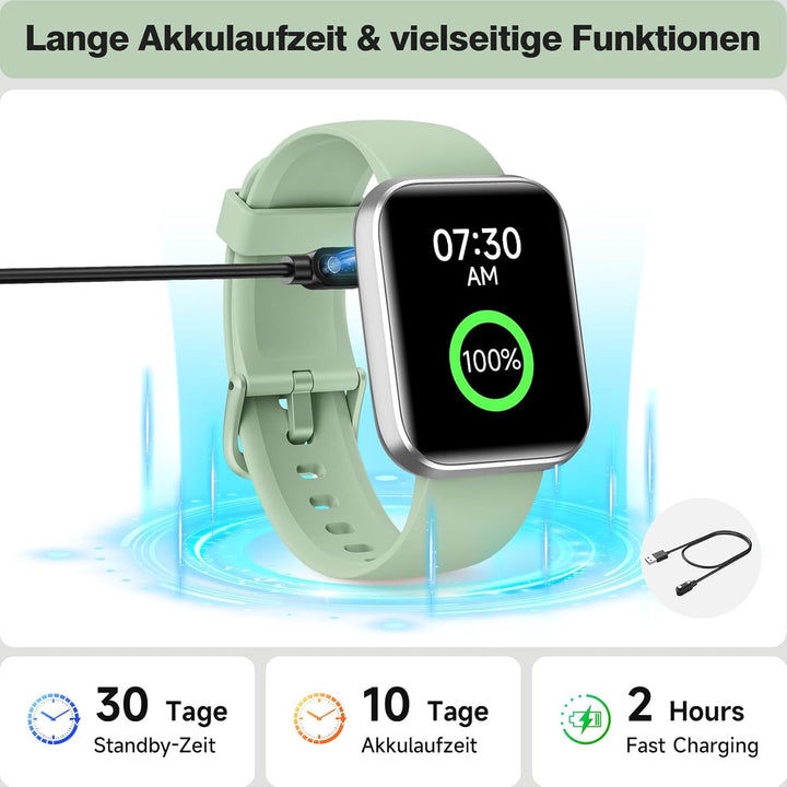 aeac Smartwatch Herren Damen, 1.85" Smart Watch mit Telefonfunktion/Whatsapp, Fitnessuhr Tracker mit