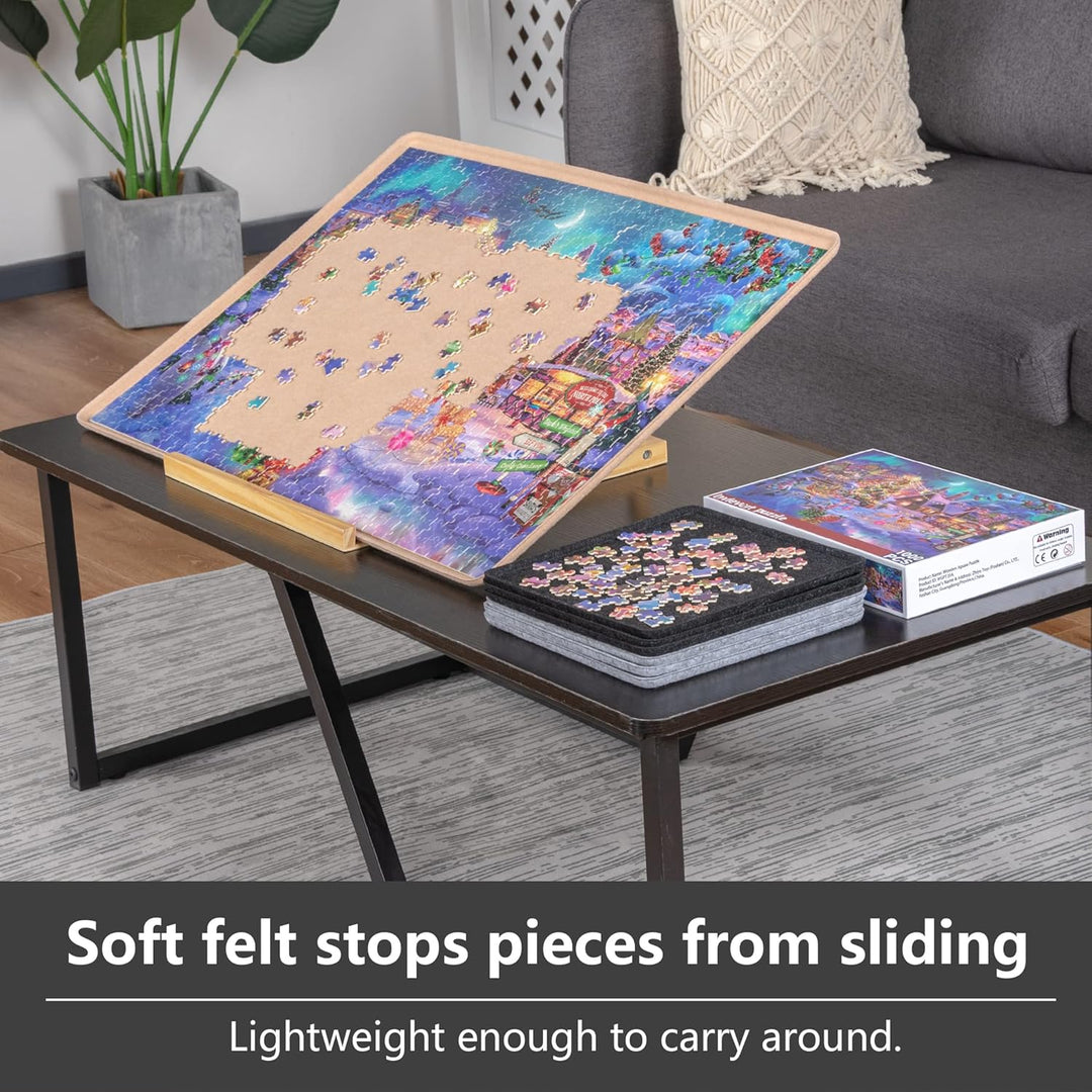 Lavievert Jigsaw Puzzle Brett zur Puzzle Aufbewahrung mit 6 Sortierfächern für bis zu 1000 Teile – K