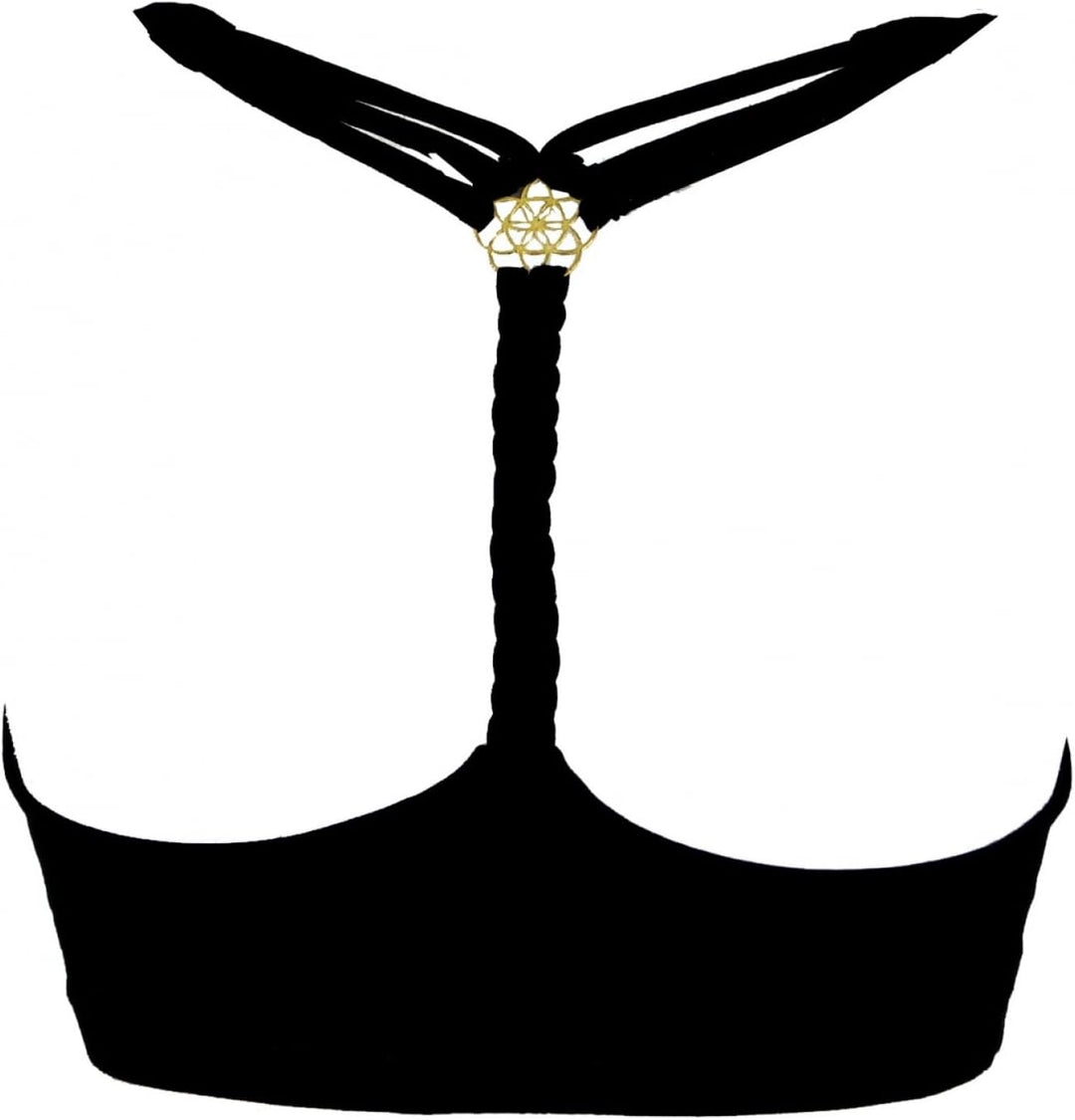 GURU SHOP Goa Psytrance Bikini Top, Top, Pixi Yoga Top, Schwarz, Synthetisch, Size:L (40)