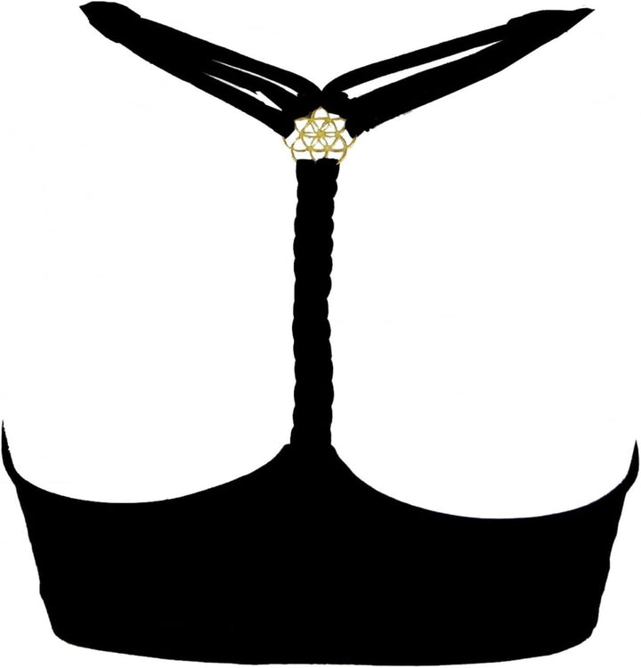 GURU SHOP Goa Psytrance Bikini Top, Top, Pixi Yoga Top, Schwarz, Synthetisch, Size:L (40)