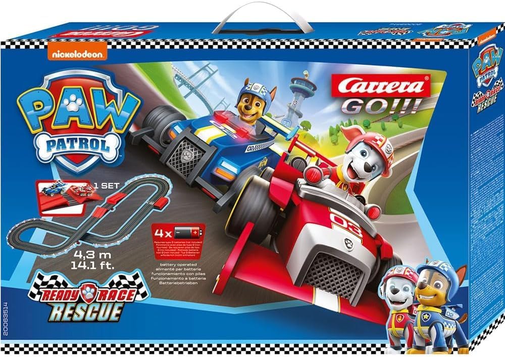 Carrera Paw Patrol – Ready, Race Rescue I 4,3m elektrische Rennbahn mit Streckenteilen im Massstab 1
