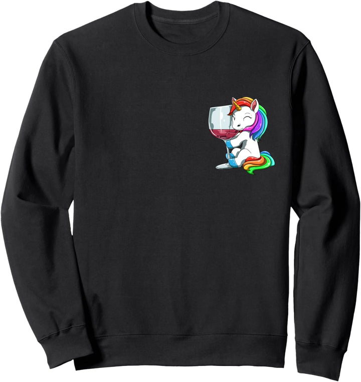 Lustiges Vino Wein Einhorn Trinken Sweatshirt