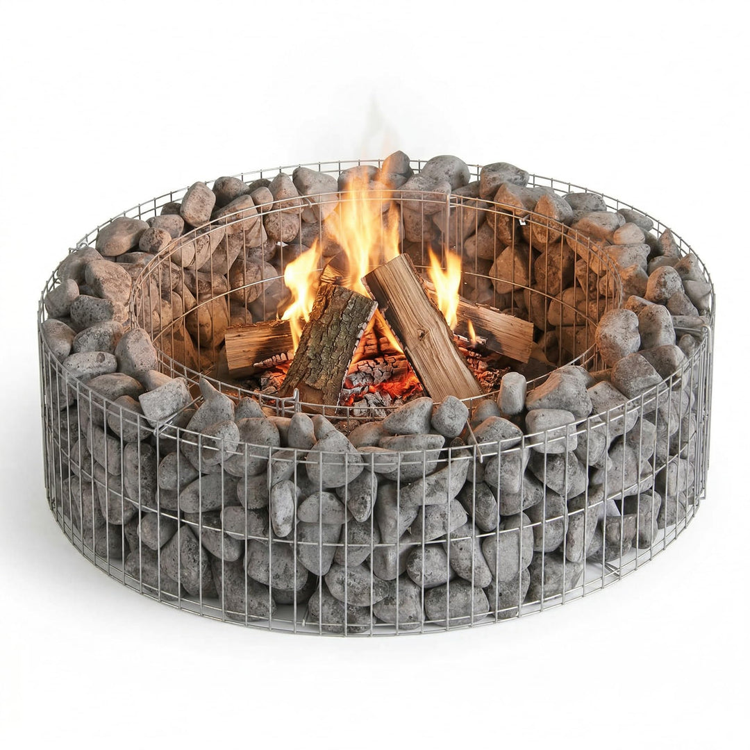 bellissa Gabionen-Lagerfeuerstelle - 95587 - Feuerstelle für Lagerfeuer - Durchmesser 73/51 cm, Höhe
