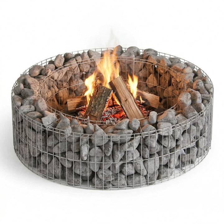 bellissa Gabionen-Lagerfeuerstelle - 95587 - Feuerstelle für Lagerfeuer - Durchmesser 73/51 cm, Höhe