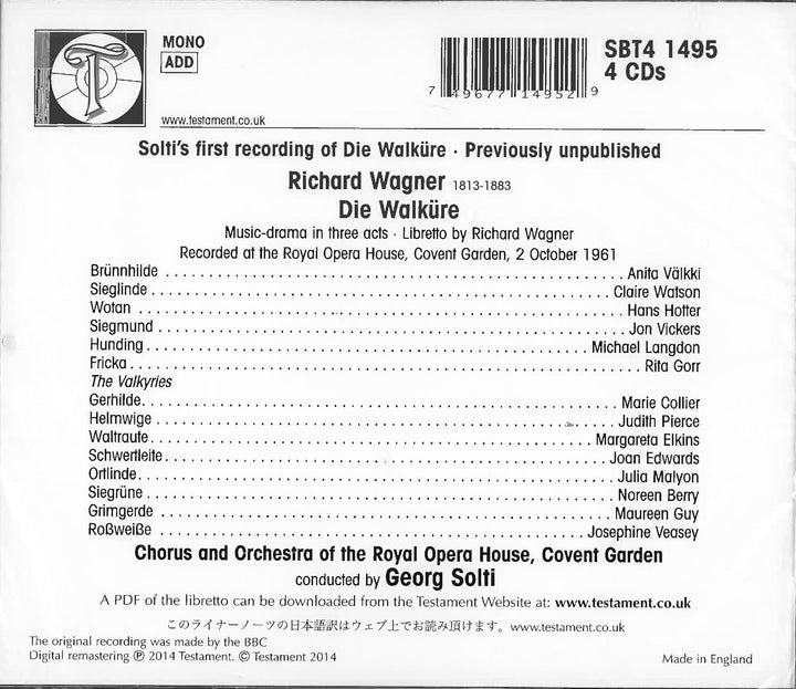 Wagner: Die Walküre (1961), Audio-CD